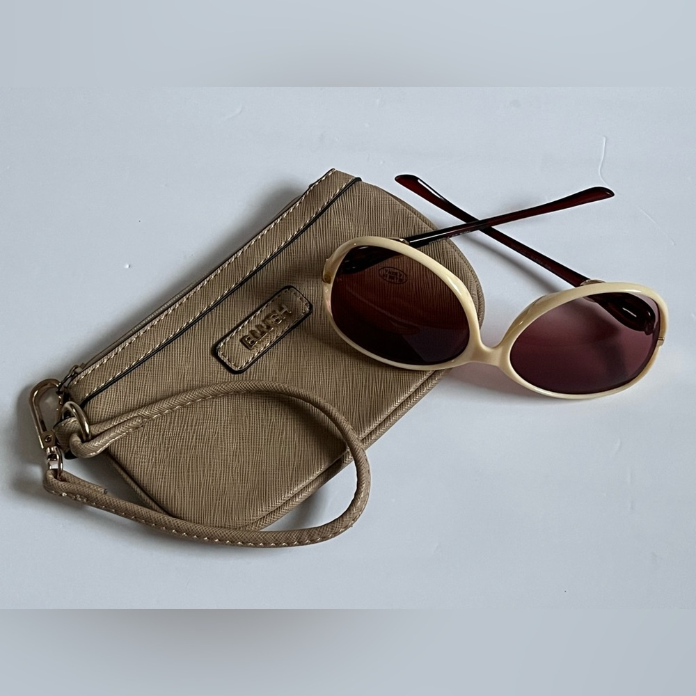 Women’s Blush Cream Sunglasses with Blush Brown Wristlet